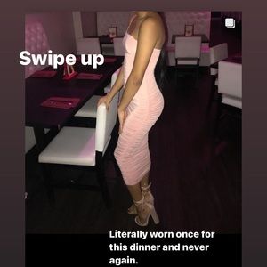 Pink long fitted dress